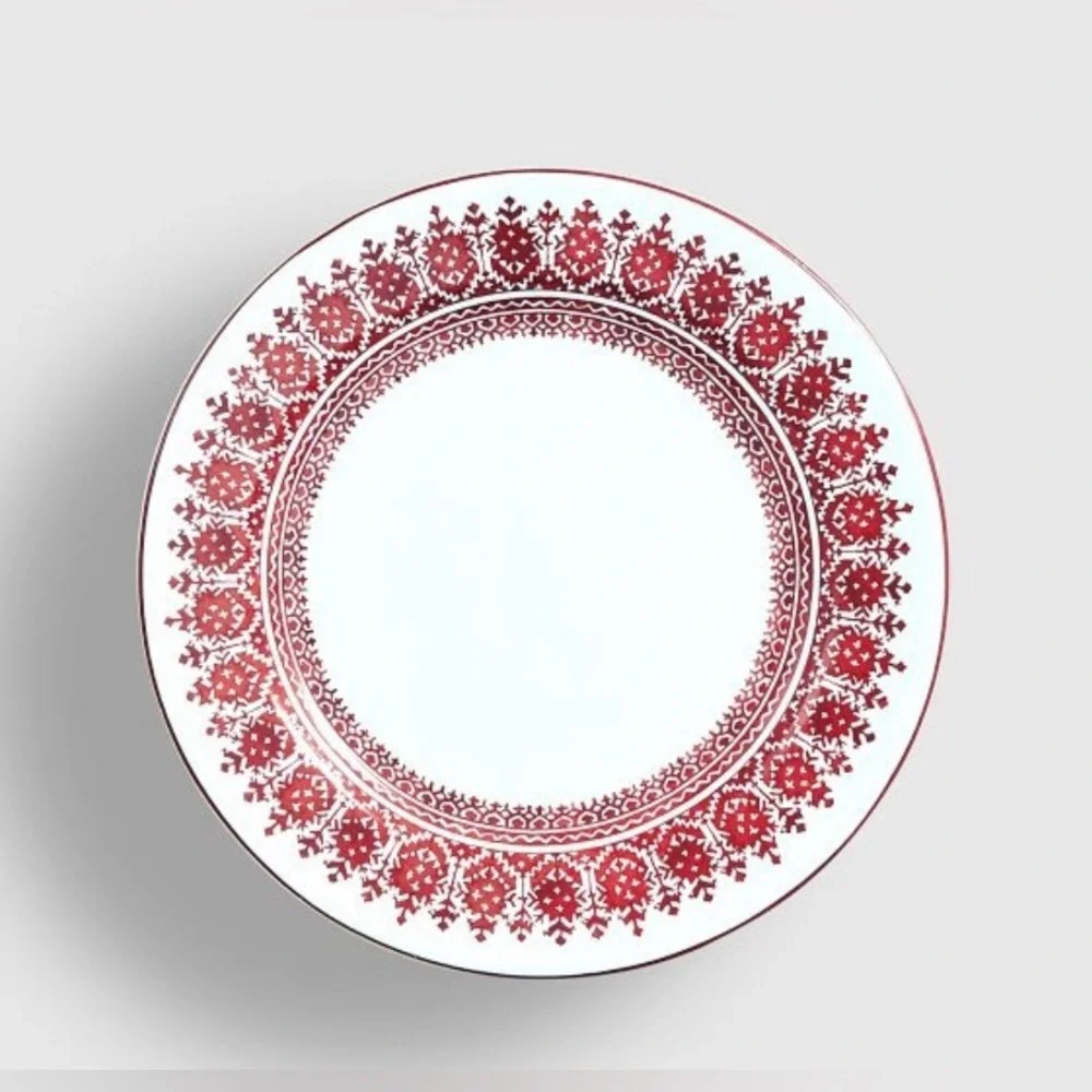 Pottery Barn Tahoe Fair Isle Appetizer Plates Set of 4 Rare Xmas Stoneware NWT